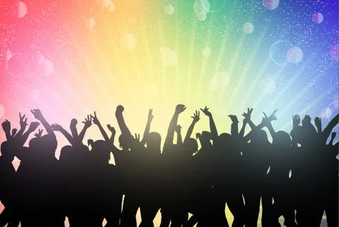 Dancing people silhouettes Stock Illustration