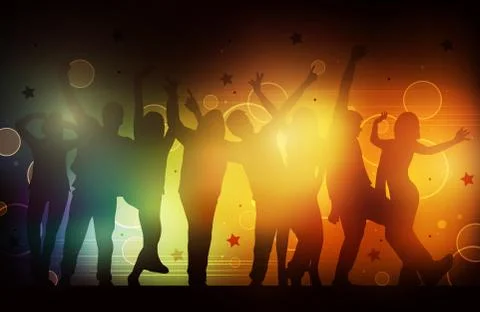 Dancing people silhouettes Stock Illustration