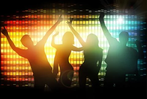 Dancing people silhouettes Stock Illustration