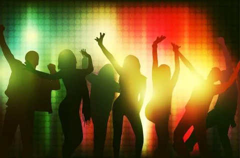 Dancing people silhouettes Stock Illustration