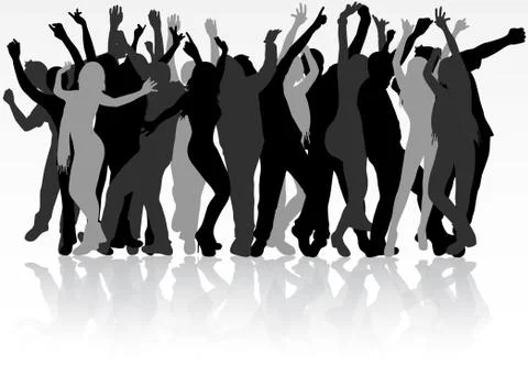 Dancing people silhouettes Stock Illustration