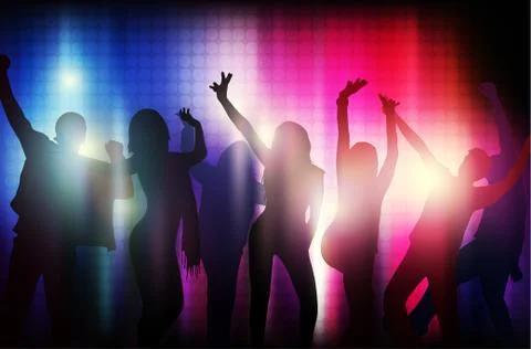 Dancing people silhouettes Illustrazione stock