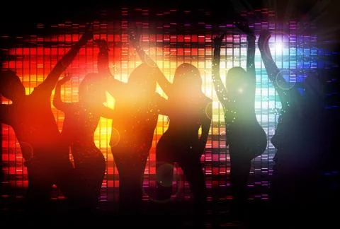 Dancing people silhouettes Stock Illustration
