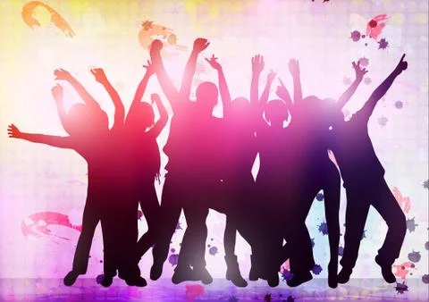 Dancing people silhouettes Stock Illustration