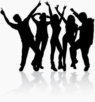 Dancing people silhouettes Stock Illustration