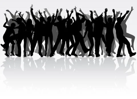 Dancing people silhouettes Stock Illustration