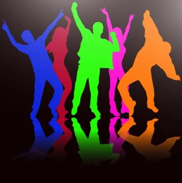 Dancing people silhouettes Stock Illustration