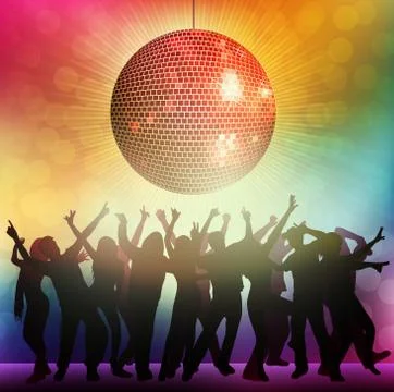 Dancing people silhouettes Stock Illustration