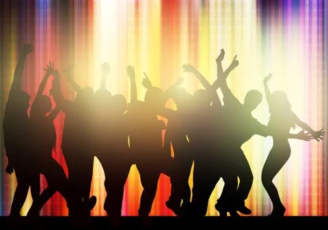Dancing people silhouettes Illustrazione stock