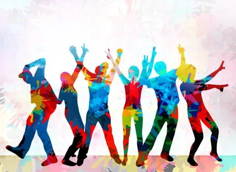 Dancing people silhouettes Illustrazione stock