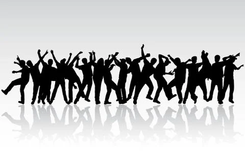 Dancing people silhouettes Stock Illustration