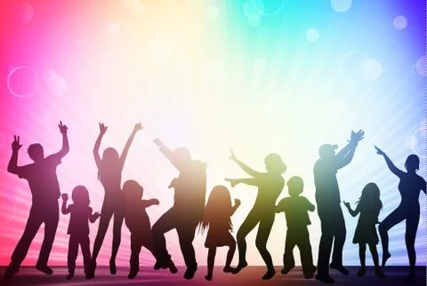Dancing people silhouettes Stock Illustration