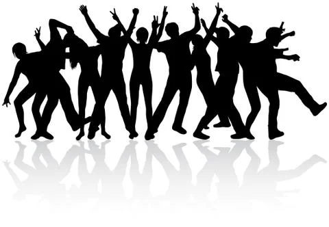 Dancing people silhouettes Illustrazione stock