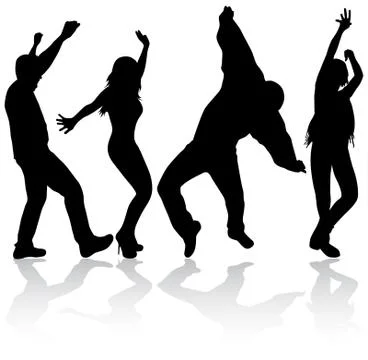 Dancing people silhouettes Stock Illustration