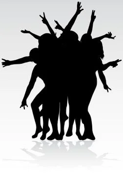 Dancing people silhouettes Stock Illustration