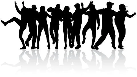 Dancing people silhouettes Stock Illustration