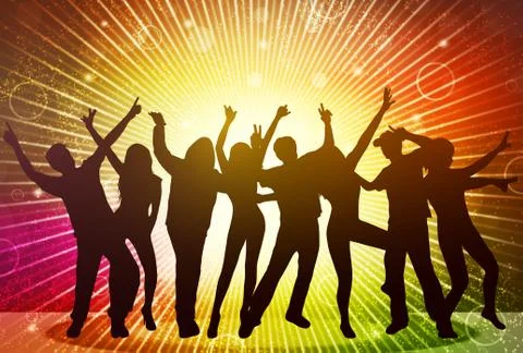 Dancing people silhouettes Stock Illustration