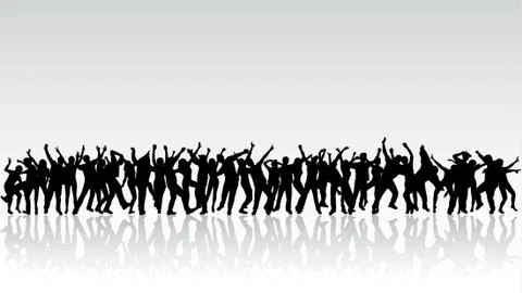 Dancing people silhouettes Stock Illustration