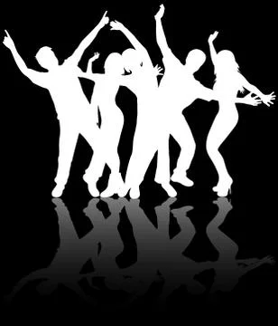 Dancing people silhouettes Stock Illustration