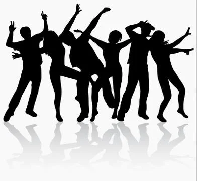 Dancing people silhouettes Illustrazione stock