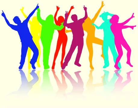 Dancing people silhouettes Stock Illustration