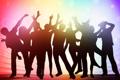 Dancing people silhouettes Stock Illustration