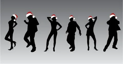 Dancing people silhouettes Stock Illustration