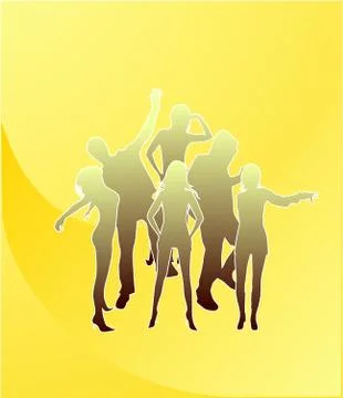 Dancing people silhouettes Stock Illustration