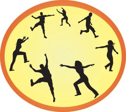 Dancing people silhouettes Stock Illustration