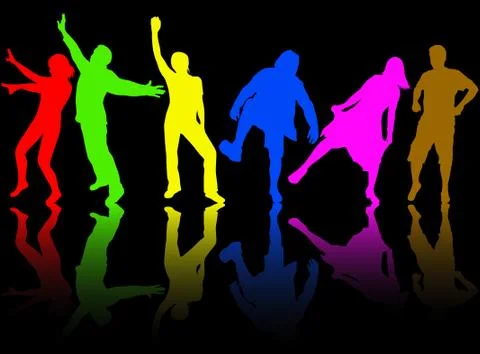 Dancing people silhouettes Illustrazione stock