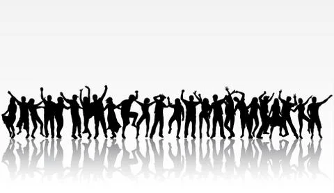 Dancing people silhouettes Stock Illustration