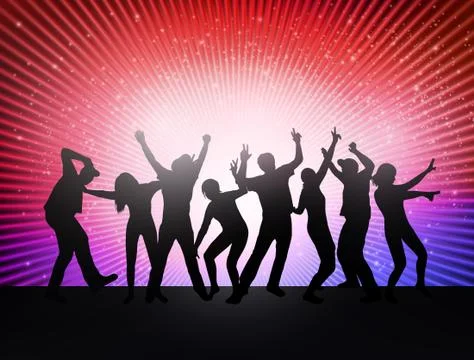 Dancing people silhouettes Stock Illustration