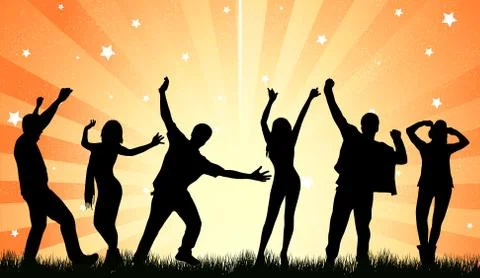 Dancing people silhouettes Illustrazione stock