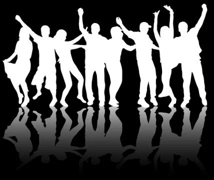 Dancing people silhouettes Stock Illustration