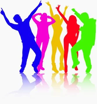 Dancing people silhouettes Illustrazione stock