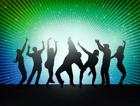 Dancing people silhouettes Stock Illustration