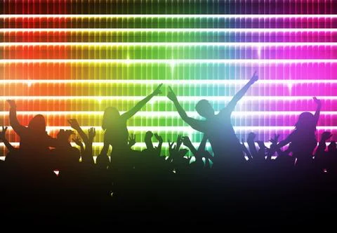 Dancing people silhouettes Stock Illustration
