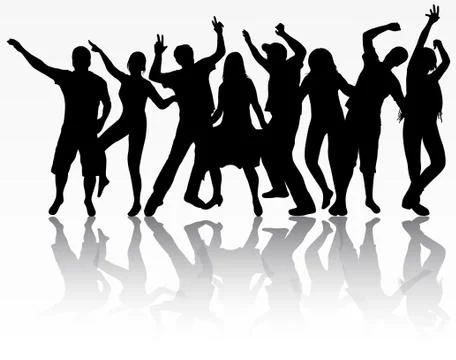 Dancing people silhouettes Stock Illustration