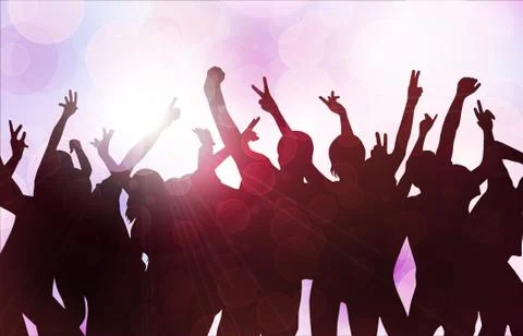 Dancing people silhouettes Stock Illustration