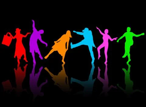 Dancing people silhouettes Stock Illustration