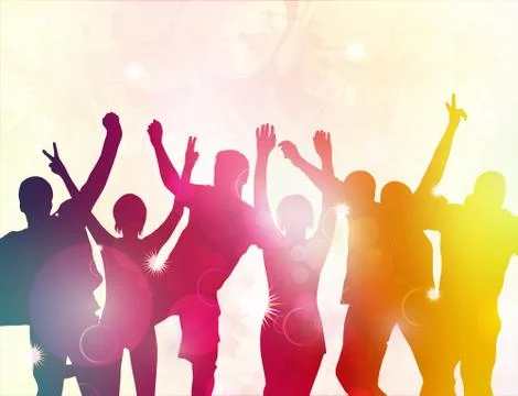 Dancing people silhouettes Stock Illustration