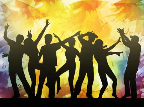 Dancing people silhouettes Stock Illustration