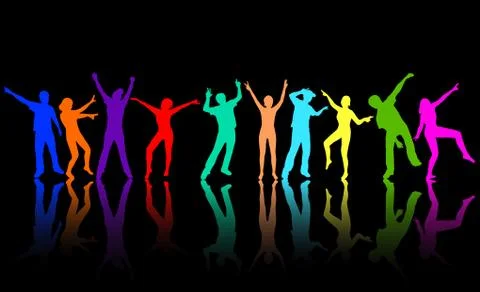 Dancing people silhouettes Stock Illustration