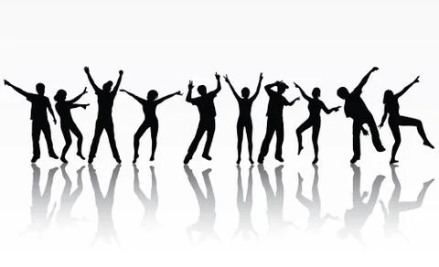 Dancing people silhouettes Stock Illustration