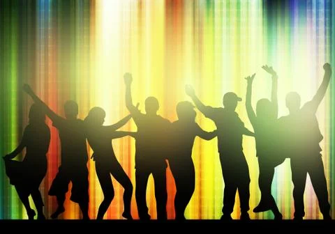 Dancing people silhouettes Stock Illustration
