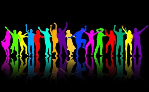 Dancing people silhouettes Illustrazione stock