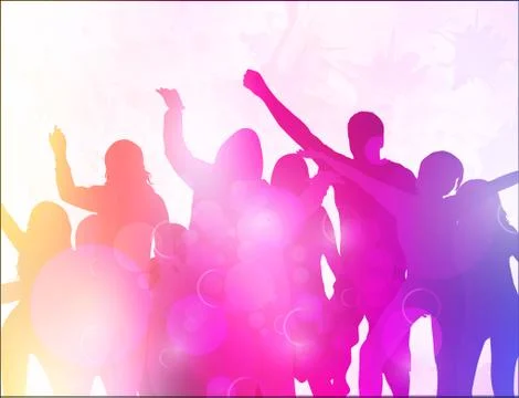 Dancing people silhouettes Stock Illustration
