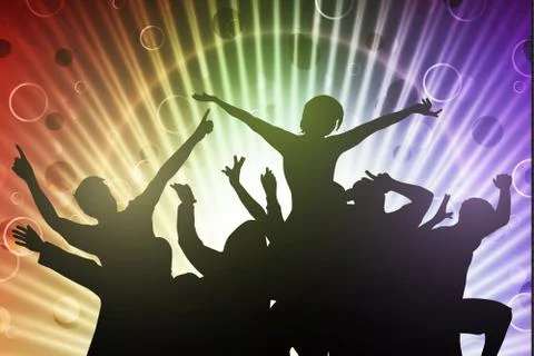 Dancing people silhouettes Stock Illustration