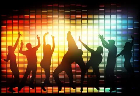 Dancing people silhouettes Stock Illustration