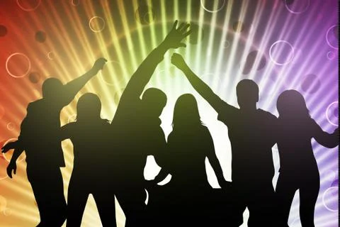Dancing people silhouettes Stock Illustration